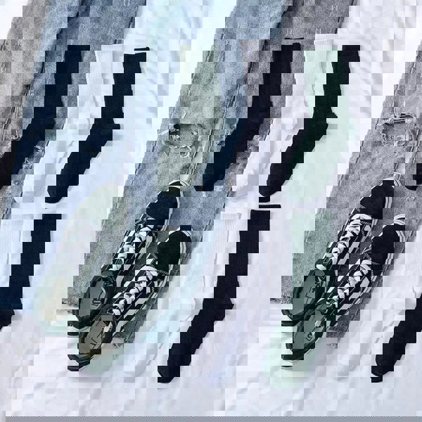 Anysox Anyfootwear 5 Pairs White Size 4-10 Sports Socks Solid Colors Cotton Skateboard Knitted Casual Unisex