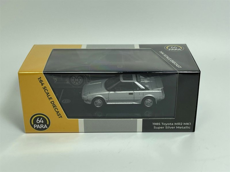 Paragon 1985 Toyota MR2 MK1 Super Silver Metallic LHD 1:64 Scale 55363