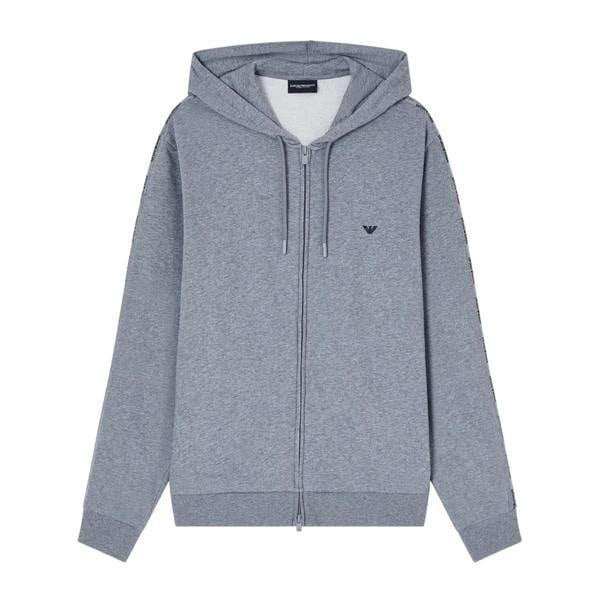 Emporio Armani EA7 Mens Full Zip Hoodie - Grey Melange - 