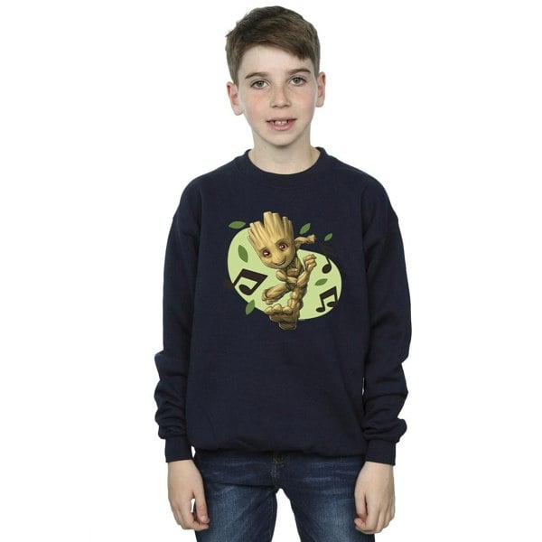 Marvel Boys Guardians Of The Galaxy Groot Musical Notes Sweatshirt - Navy Blue