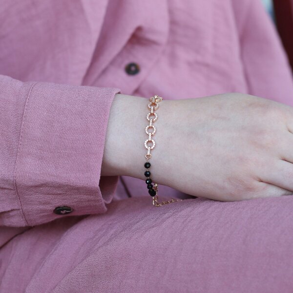The Colourful Aura Zircon Round Chain Link beaded Adjustable Bracelet