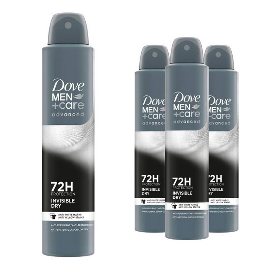 Dove Men+Care 3xDove Anti-Perspirant Men+Care Advanced Invisible Dry 72H Protection Deo, 200ml