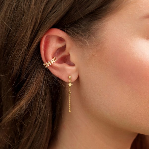 Gold Trip Star Chain Drop Earrings