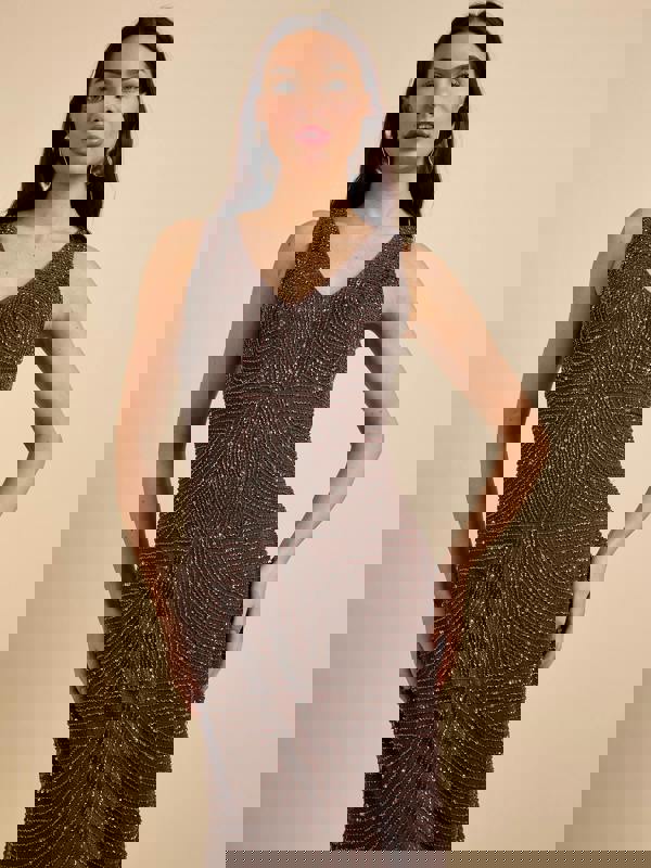 GWD Raine Embellished Sleeveless Brown Maxi Dress