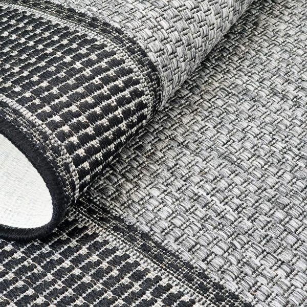 Non-Slip Grey Rug Flat Weave Border Design Kitchen Dining Room Living Room Area Mat