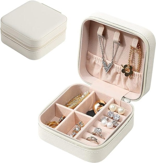 Living and Home Mini Portable PU Leather Jewelry Box Organizer Travel Jewellery Display Holder for Women