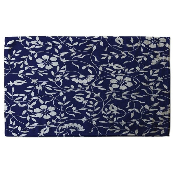 Benjamin Tate Design White Flowers on Navy (Bath Towel)
