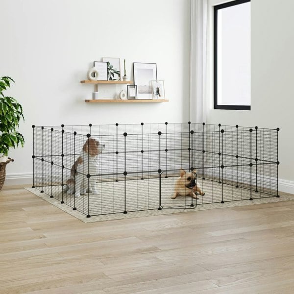 Berkfield 44-Panel Pet Cage with Door Black 35x35 cm Steel