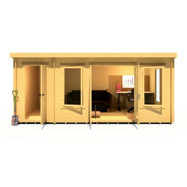 Shire Elm 10Gx17 Multiroom Pent Log Cabin 19mm interlock  Cladding - Best Shed