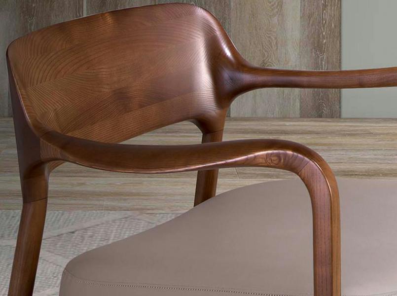 Angel Cerdá Walnut and Mink Leatherette Armchair 5082