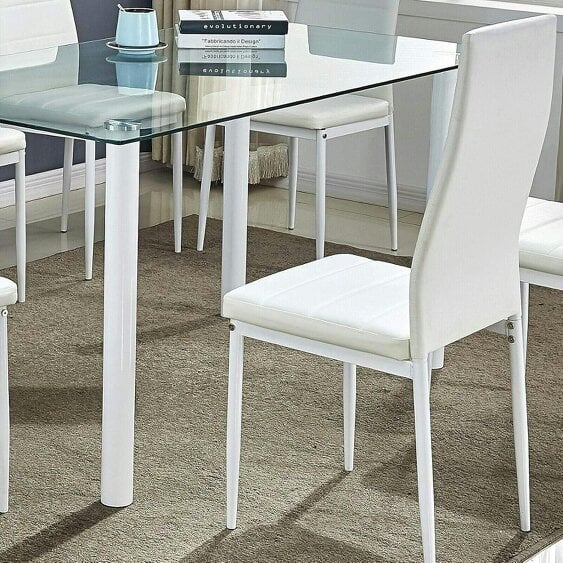 Kosy Koala Dining Chairs Set of 6 White Leather Kitchen Chairs