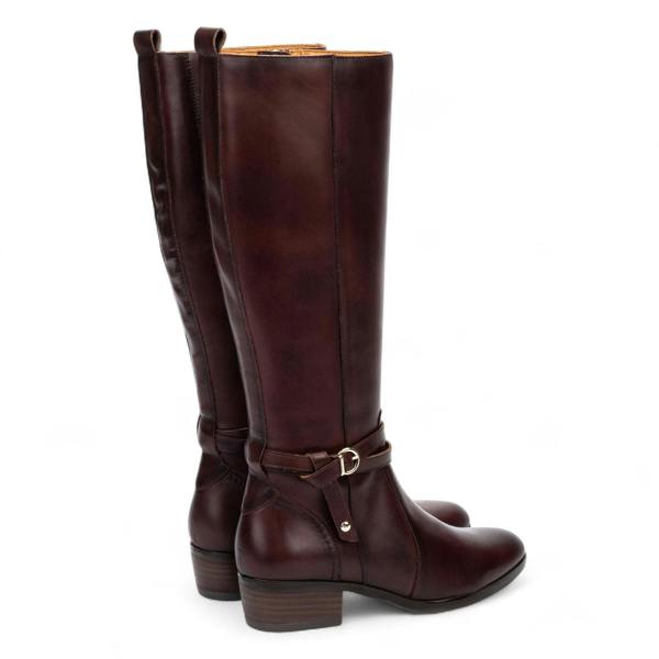 Pikolinos Women's Knee High Tall Caoba Brown Leather Boots - Daroca