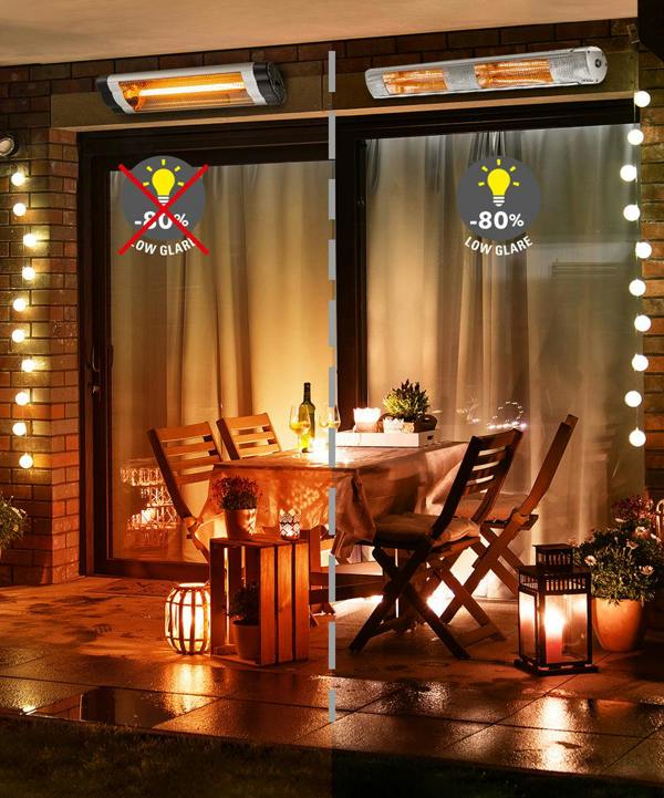 Castle Heaters 2500W Wi-Fi Infrared Patio Heater – Low Glare, Remote Control, IP65 | KMH-25R9