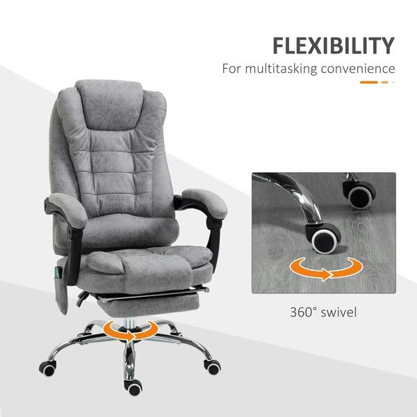 Grey ergonomic office chair with thick cushioning and 360-degree swivel base