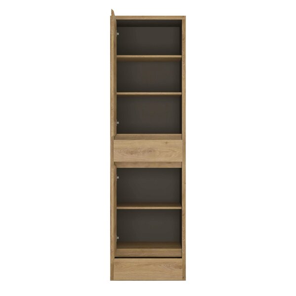 Wyld Haus Athens Natural Oak Wood Effect 2 Door 2 Drawer Tall Narrow Storage Cabinet
