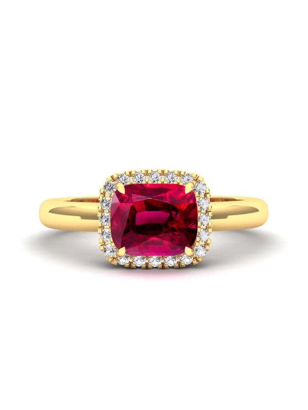 Gemdaia Natural Ruby Ring - East West Halo