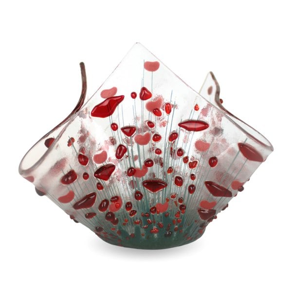 Handmade Fused Glass - Poppy Small Tealight