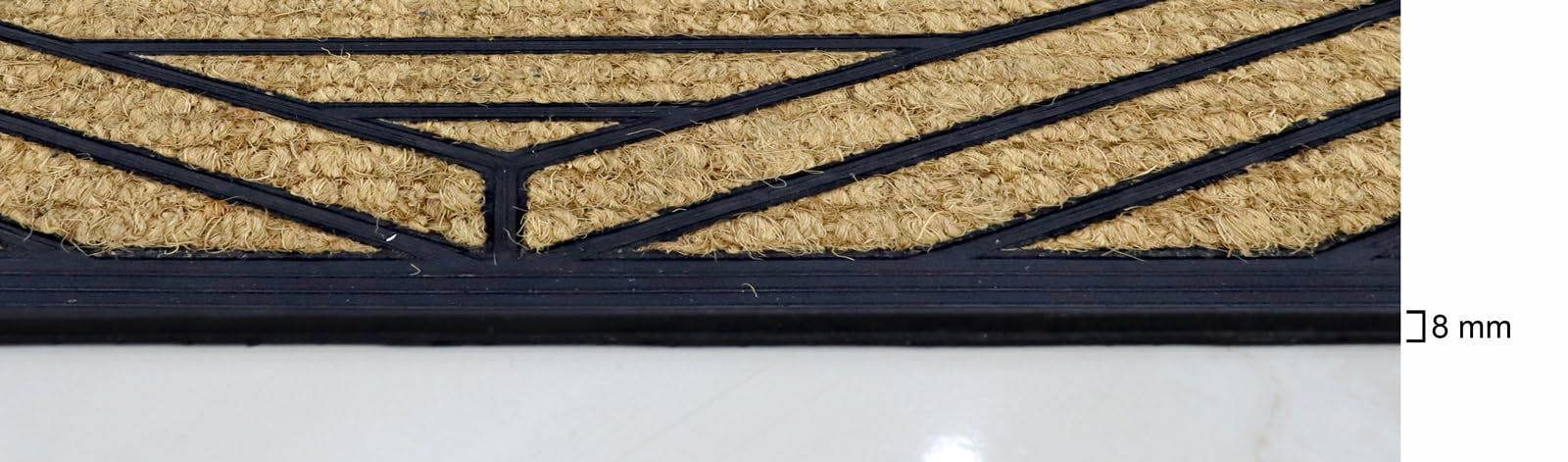 A.Unique Home 8mm Coir Doormat Non-Slip PVC Back - Stripe Diamond 40x80cm