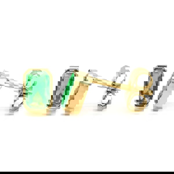 Say It With May Emerald Birthstone Earrings - Yellow Gold Plated