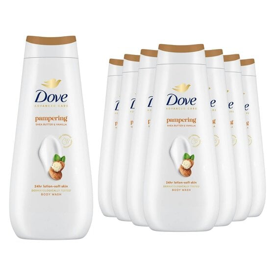 Dove Advanced Care Pampering Body Wash 24H Renewing Micromoisture, 8x400ml