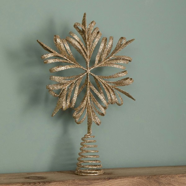 Samuel Alexander 29cm Antique Gold Snowflake Christmas Tree Topper