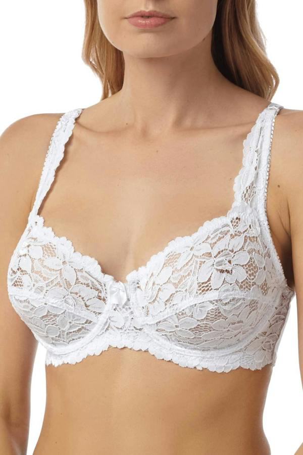 Classic Underwired White Floral Lace Bra