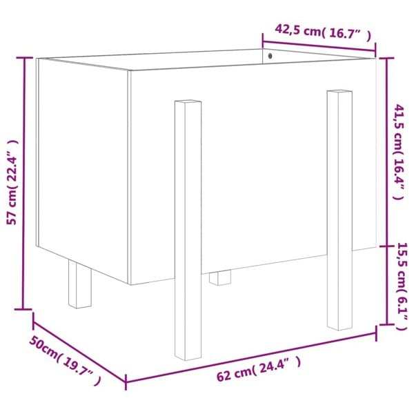 Berkfield Garden Planter Grey 62x50x57 cm Solid Wood Pine