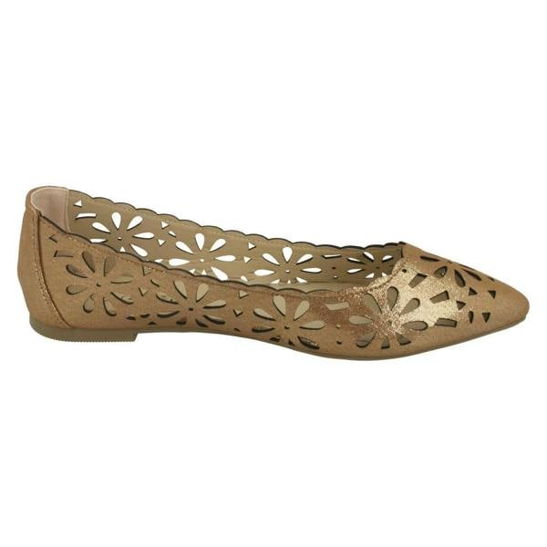 Spot On Ladies Spot On Flower Cut Out Ballerinas F80390