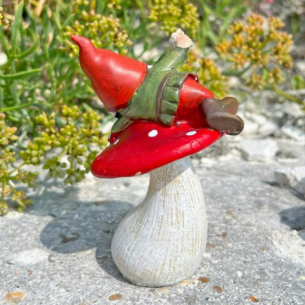 Boltze Pair of Mushroom Gnome Garden Ornaments