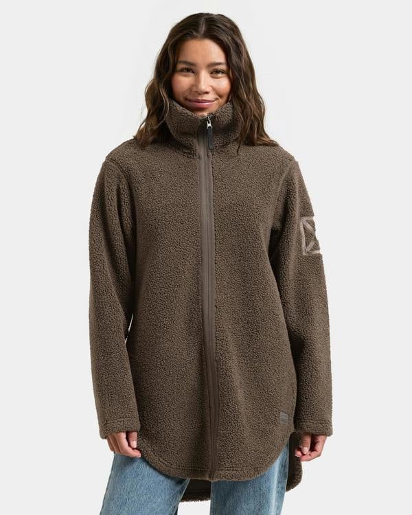 Didriksons Womens Umi Full Zip Fleece 4 - Dark Mocha F11 | CHO | Designer Womens Fleece Jackets