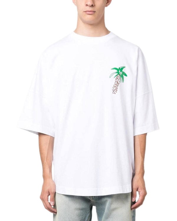 Palm Angels Sketchy Palm Tree Design Oversized Fit T-Shirt - White