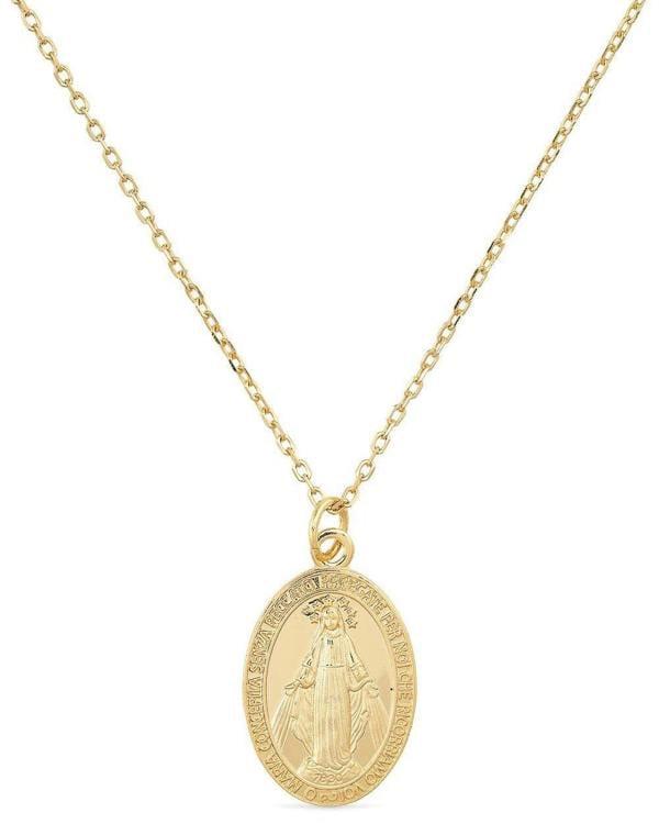 Dainty 14K Gold Virgin Mary Miraculous Medal Choker Necklace - Necklaces - Elk & Bloom