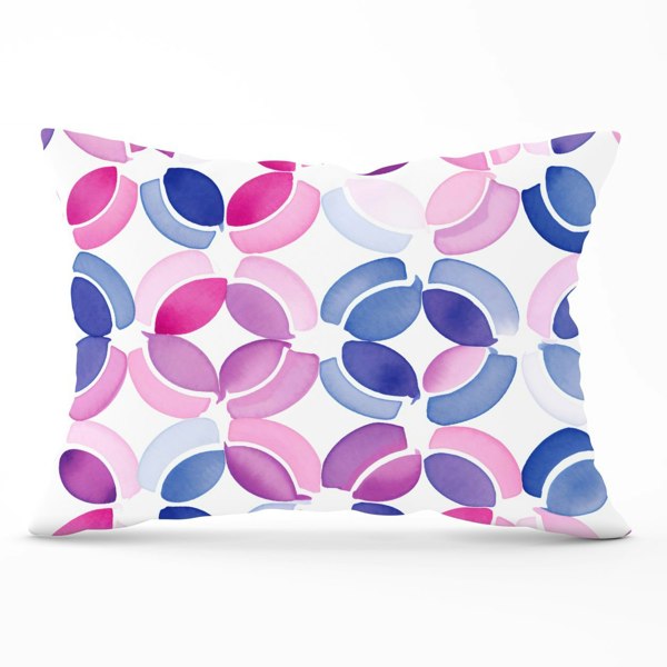 Warren Reed Interlocking Pink Blue Shape Cushions