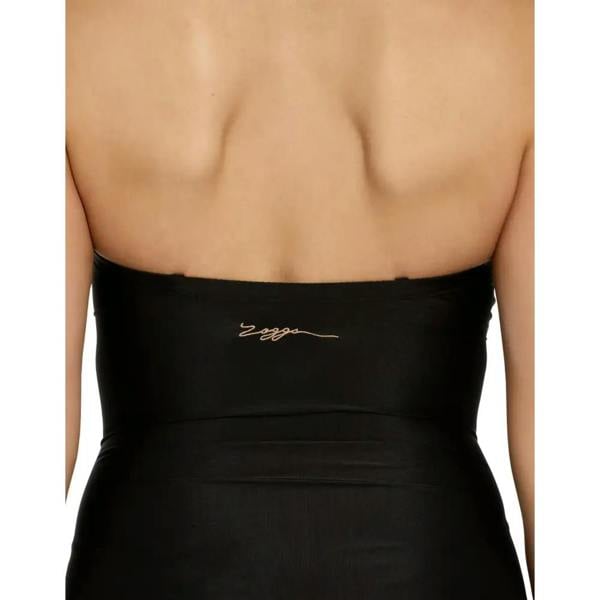 Zoggs Moonstone Ruched Bandeau With Removable Straps Swimsuit - Black/White