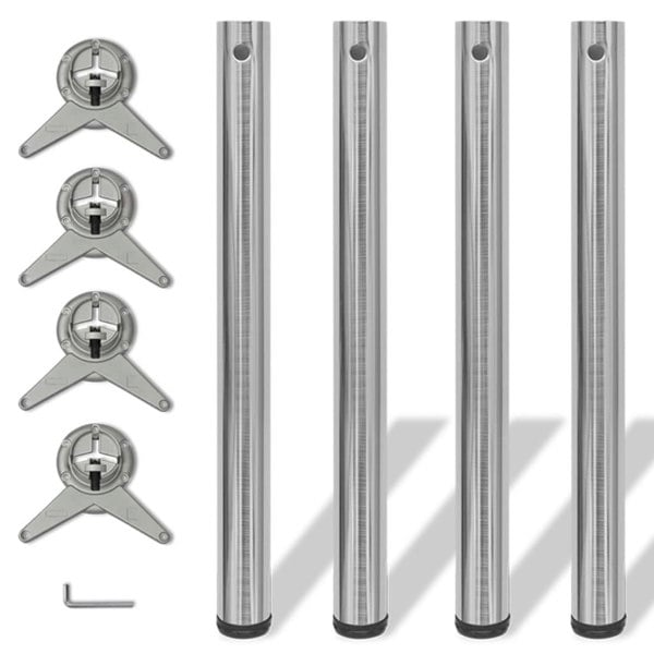 Berkfield 4 Height Adjustable Table Legs Brushed Nickel 710 mm
