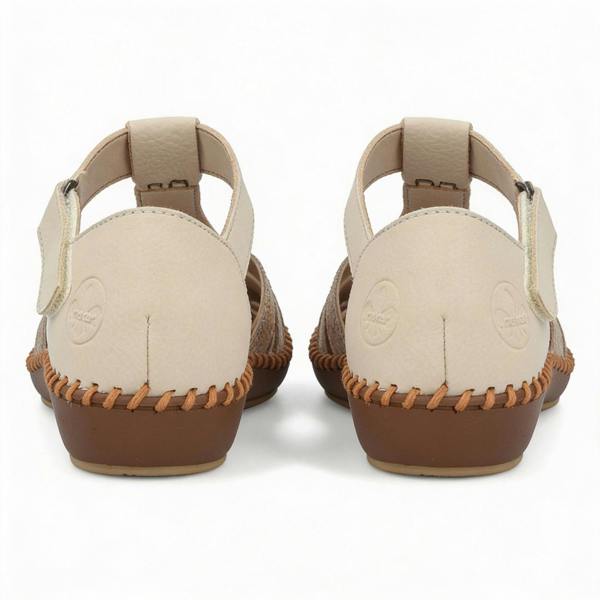 Rieker M1655 Ankle Strap Sandals in Cream