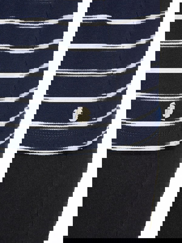 PennyPlain Striped Funnel Neck Top - French Navy