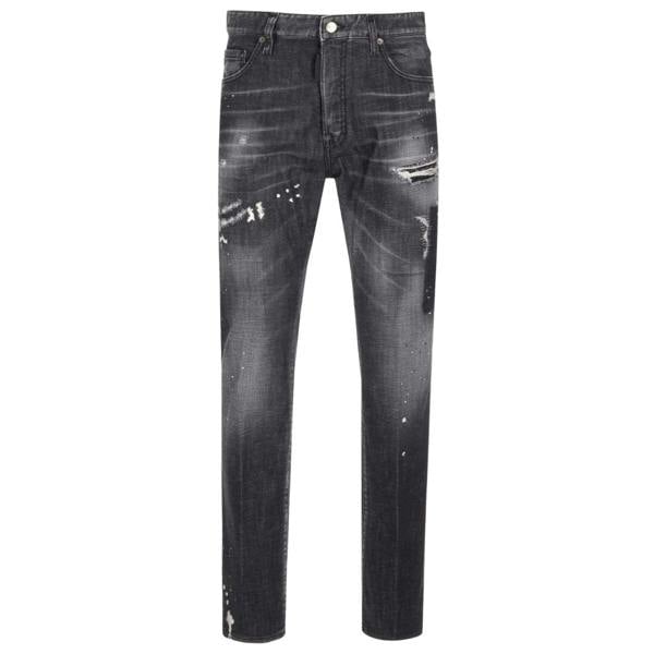 Dsquared2 642 Denim Paint Splash Black Denim Pants Mens