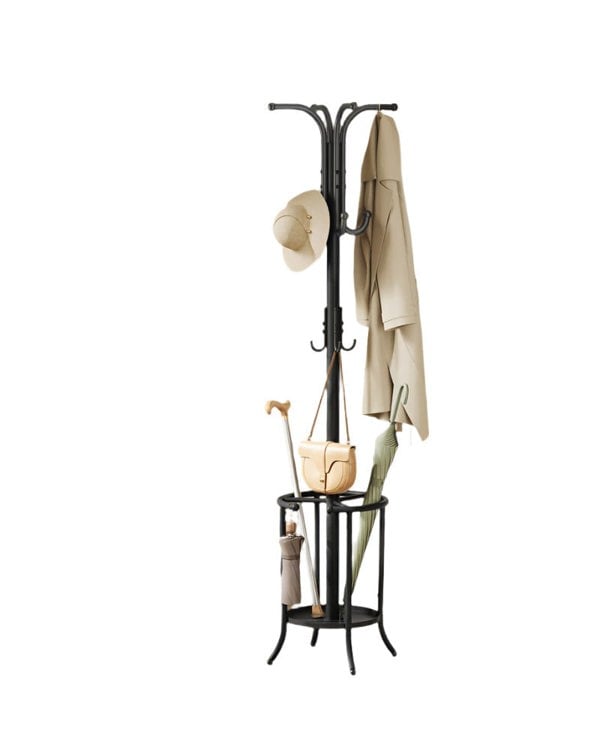 Modcraft Elegant Freestanding Coat Stand with Umbrella Storage – Black