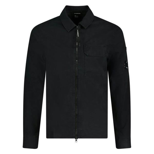 CP Company Zip-Up Lens Overshirt Black - chancefashionco