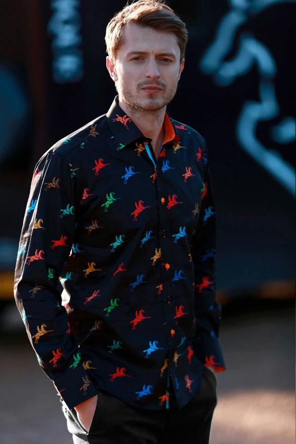 MULTI HORSE RIDER PRINT SHIRT - Premium Men's Patterned Shirt by Claudio Lugli | Bold Design, Tailored Fit, Best Printed Shirts