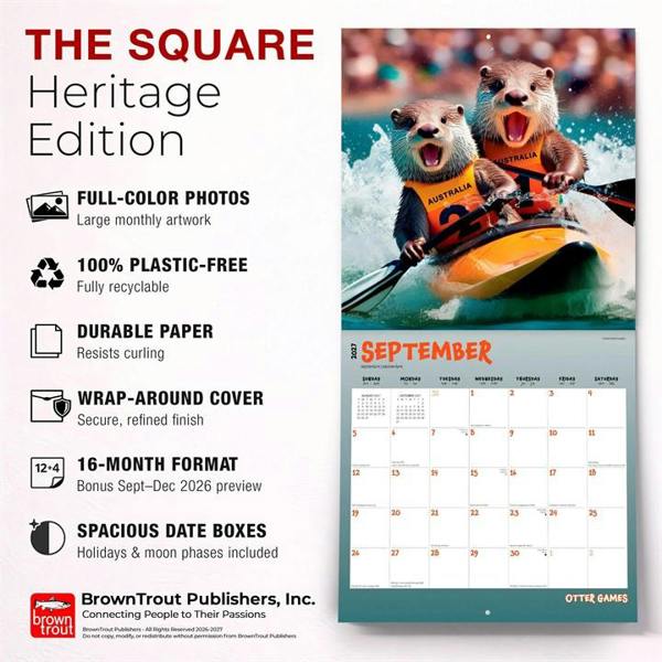Otter Games Calendar 2027, Wall Calendars, Month To View, Animals, Gift