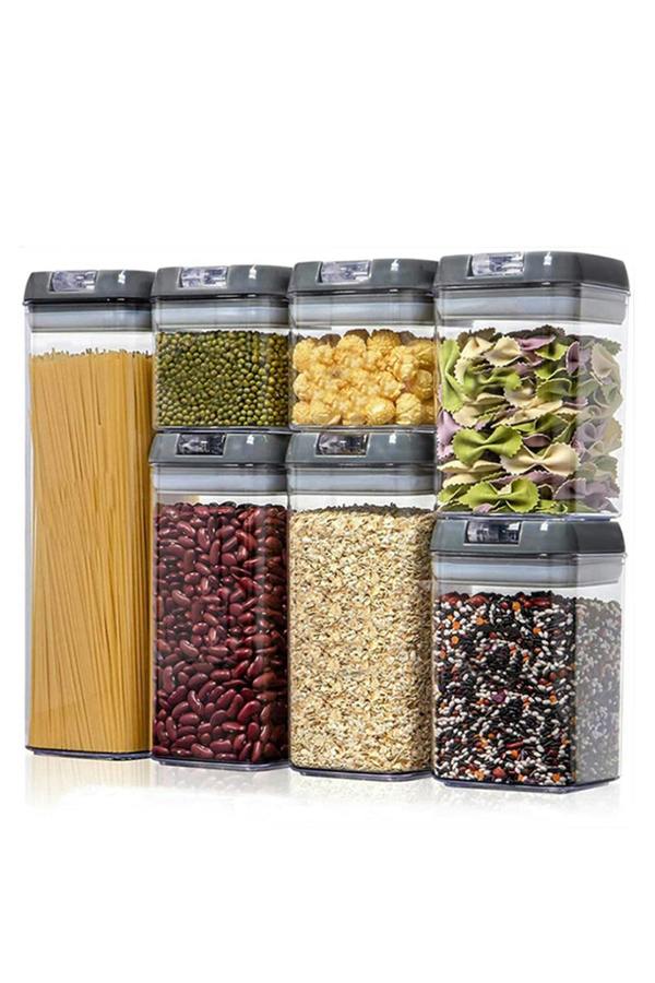 Living and Home 7Pcs Airtight Food Dry Grain Cereal  Storage Containers 6.9L with Clasp Lids （0.5*2+0.8*2+1.2*2+1.9L）