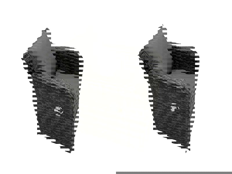 Fimous Rattan Garden Outdoor Furniture Set Love Sofa Reclining Chair Square Coffee Table Set with Side Table 2 Big Stool Dark Grey Mixed