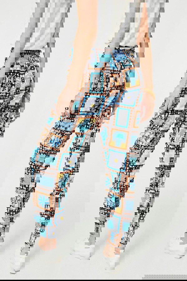 Black | Mosaic Print High Waist Harem Pants