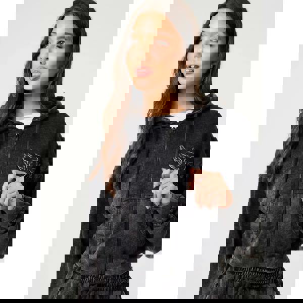 Pink Vanilla Halo Diamante Heart Zip Up Hoodie