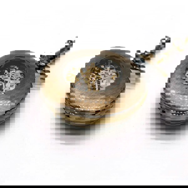 TruClothing Mechanical Skeleton Half Hunter Vintage Wooden Pocket Watch