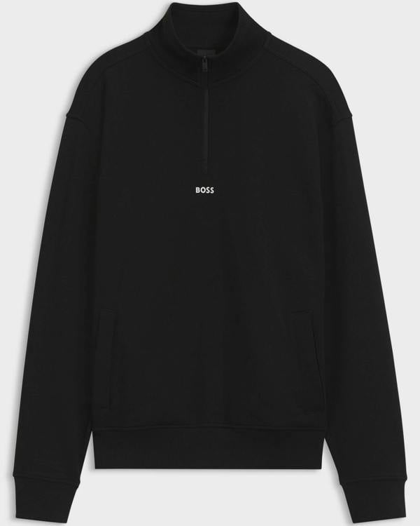 BOSS Orange Smallzip Mens 1/4 Zip Sweatshirt - Black 001 | CHO | Designer Mens,Sweatshirts & Hoodies,Sweatshirts,Quarter Zip Sweatshirts