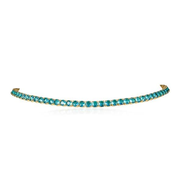 Zavana 4mm Wide Light Blue Gold Tennis Choker Necklace With Light Blue Cubic Zirconia Stones (Copy)