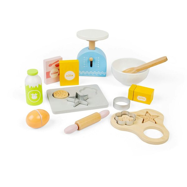 Bigjigs Toys Wooden Baking Cookies Set - Includes Scales, Baking Tray And More